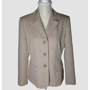 Jones Wear Suit Blazer Jacket Women Sz 8 Career Business Office Beige Tan